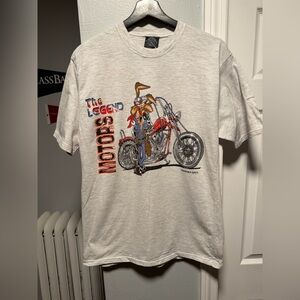 Vintage 90s Wile E Coyote Euro Biker T Shirt Size Mens Large